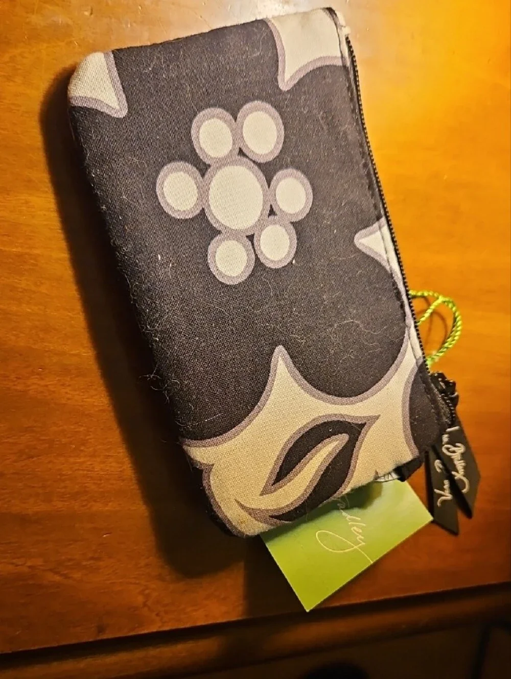 Vera Bradley Neutral Circle Pattern ID Wristlet with Keyring